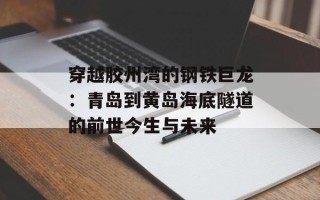 穿越胶州湾的钢铁巨龙：青岛到黄岛海底隧道的前世今生与未来