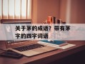 关于茅的成语？带有茅字的四字词语