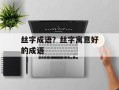 丝字成语？丝字寓意好的成语