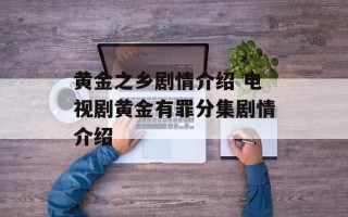 黄金之乡剧情介绍 电视剧黄金有罪分集剧情介绍