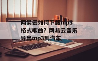 网易云如何下载mp3格式歌曲？网易云音乐导出mp3到汽车