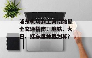 浦东机场到上海南站最全交通指南：地铁、大巴、打车哪种更划算？
