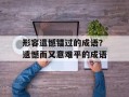 形容遗憾错过的成语？遗憾而又意难平的成语