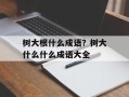 树大根什么成语？树大什么什么成语大全