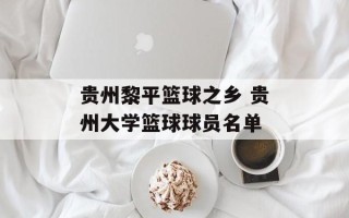 贵州黎平篮球之乡 贵州大学篮球球员名单