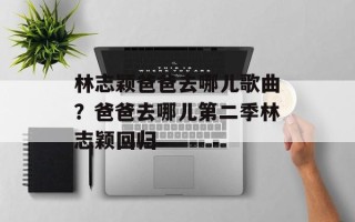 林志颖爸爸去哪儿歌曲？爸爸去哪儿第二季林志颖回归