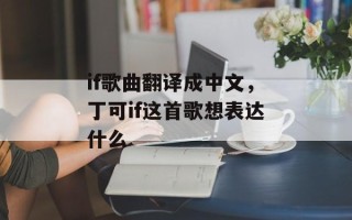 if歌曲翻译成中文，丁可if这首歌想表达什么