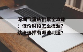 深圳飞重庆机票全攻略：低价时段怎么捡漏？航班选择有哪些门道？
