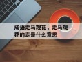 成语走马观花，走马观花的走是什么意思