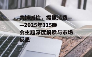 共铸诚信，提振消费——2025年315晚会主题深度解读与市场反思
