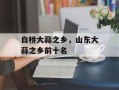 白桥大蒜之乡，山东大蒜之乡前十名