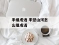 半组成语 半壁山河怎么组成语