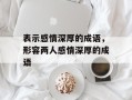表示感情深厚的成语，形容两人感情深厚的成语