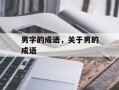 男字的成语，关于男的成语