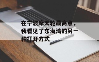 在宁波摩天轮最高点，我看见了东海湾的另一种打开方式