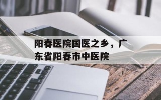 阳春医院国医之乡，广东省阳春市中医院