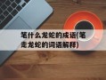 笔什么龙蛇的成语(笔走龙蛇的词语解释)