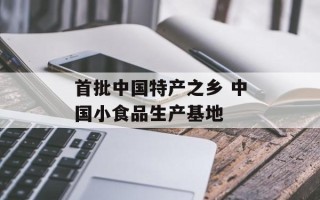 首批中国特产之乡 中国小食品生产基地