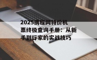 2025携程网特价机票终极查询手册：从新手到行家的实战技巧