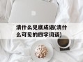 清什么见底成语(清什么可见的四字词语)