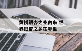 黄桥银杏之乡由来 世界银杏之乡在哪里