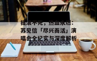 摇滚不死，热血永燃：苏见信「尽兴而活」演唱会全纪实与深度解析