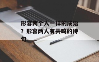 形容两个人一样的成语？形容两人有共鸣的诗句