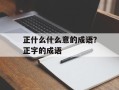正什么什么意的成语？正字的成语