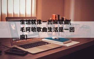 生活就像一团麻歌曲(毛阿敏歌曲生活是一团麻)
