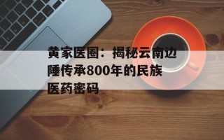 黄家医圈：揭秘云南边陲传承800年的民族医药密码
