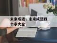 未来成语，未来成语四个字大全