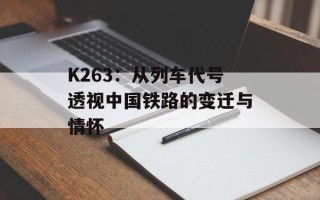 K263：从列车代号透视中国铁路的变迁与情怀