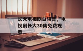 长大电视剧白晓菁，电视剧长大30集免费观看