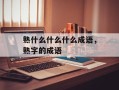 熟什么什么什么成语，熟字的成语
