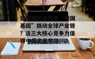 德商国际如何用“德国基因”撬动全球产业链？这三大核心竞争力值得中国企业学习