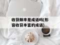收获颇丰是成语吗(形容收获丰富的成语)