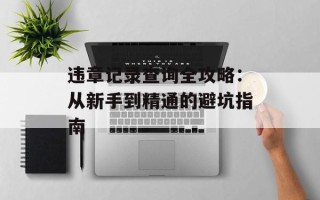 违章记录查询全攻略：从新手到精通的避坑指南