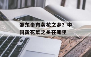 邵东素有黄花之乡？中国黄花菜之乡在哪里