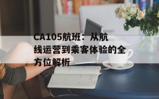 CA105航班：从航线运营到乘客体验的全方位解析
