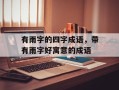 有雨字的四字成语，带有雨字好寓意的成语