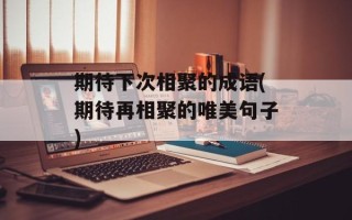 期待下次相聚的成语(期待再相聚的唯美句子)