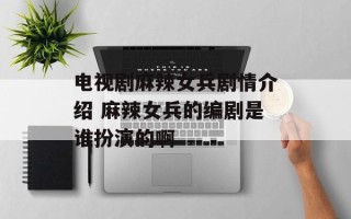 电视剧麻辣女兵剧情介绍 麻辣女兵的编剧是谁扮演的啊