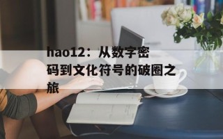 hao12：从数字密码到文化符号的破圈之旅